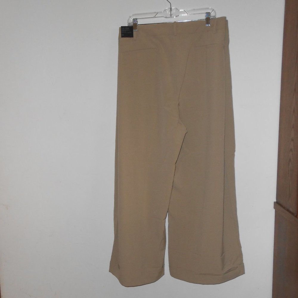 Lane Bryant "The Lena" Wide Leg Trousers, Tan/Cream,  Size 28 short